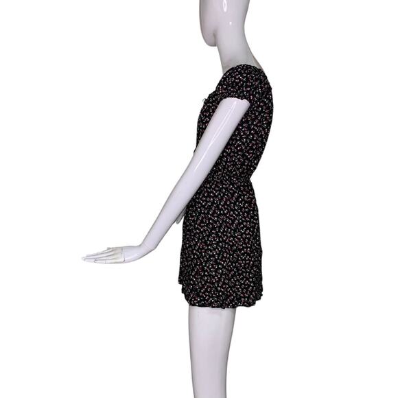 Forever 21 Mini Dress Short Sleeve Black Multicolor Floral Print Size S - Picture 6 of 8